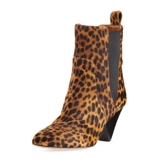 Veronica Beard Landon Leopard Print Calf Hair Ankle Boots Size 8.5 US 39 EU - Picture 1 of 14
